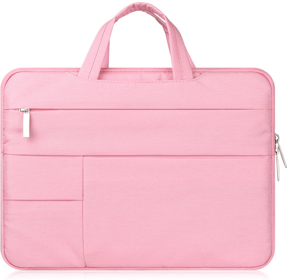 Luxe Laptophoes Ritssluiting met Handvat en Buitenvakjes | 13 inch | Roze | Laptop Accessoires